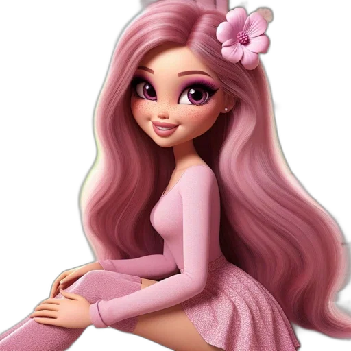 dress, hair, cartoon, 3d render transparent PNG cut-out