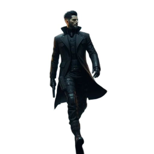 jacket, staff, sword, weapon transparent PNG cut-out