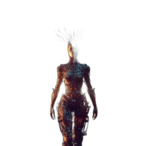 creature, dress, hair, robot transparent PNG cut-out