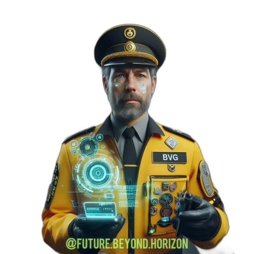 jacket, robot, staff, weapon transparent PNG cut-out