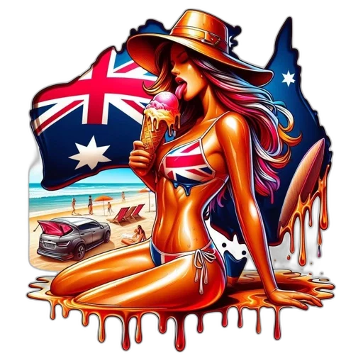 concept art, cartoon, beach, australian transparent PNG cut-out