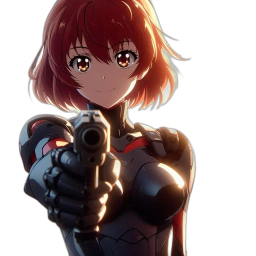 weapon, robot, face, jacket transparent PNG cut-out