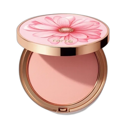 compact, powder, pink, floral transparent PNG cut-out