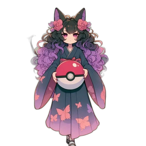 staff, dress, creature, flower transparent PNG cut-out