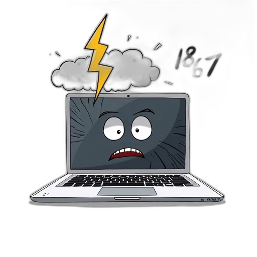 stylized, illustration, laptop, cracked transparent PNG cut-out