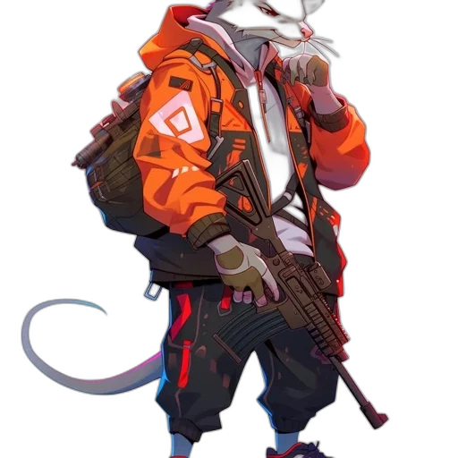 jacket, staff, weapon, animal transparent PNG cut-out