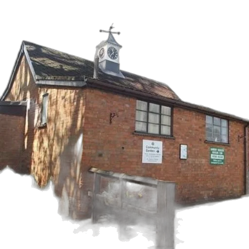 building, 3d render, brick, clock transparent PNG cut-out