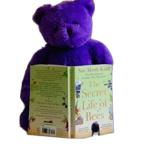 purple, teddy, bear, sitting transparent PNG cut-out