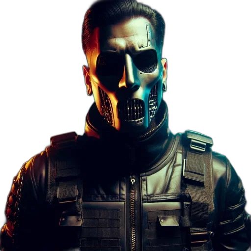 mask, face, jacket, concept art transparent PNG cut-out