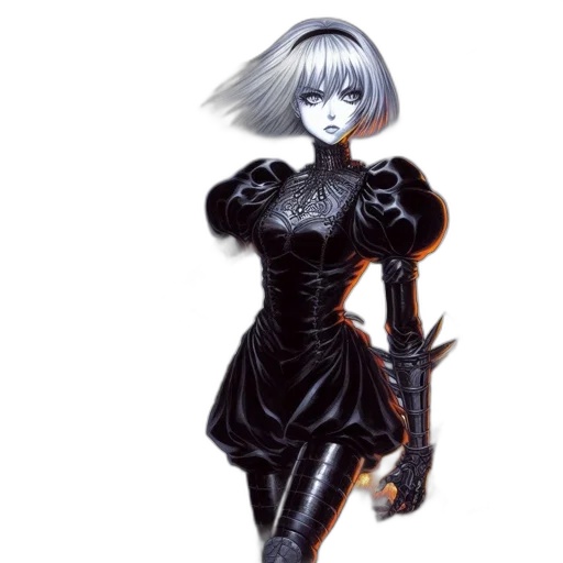 dress, robot, staff, concept art transparent PNG cut-out