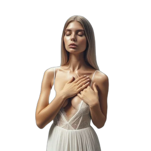 dress, jewelry, face, photorealistic transparent PNG cut-out