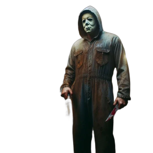 mask, jacket, creature, staff transparent PNG cut-out