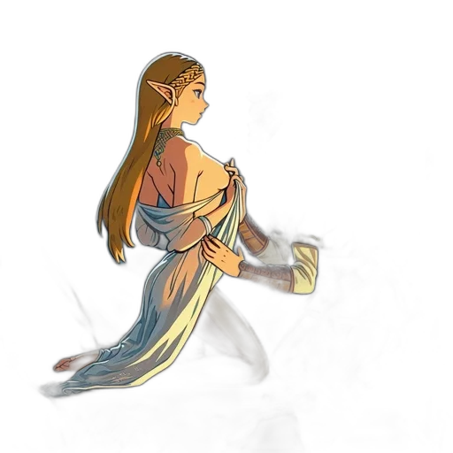 dress, staff, concept art, fantasy art transparent PNG cut-out