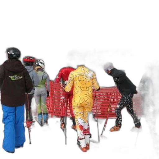 concept art, snow, group, skiers transparent PNG cut-out