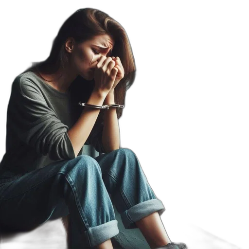 young, woman, sits, alone transparent PNG cut-out