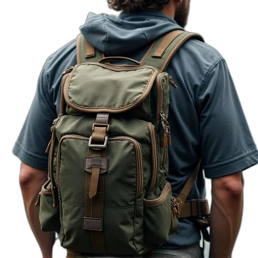 jacket, earth tones, tackle, bag transparent PNG cut-out