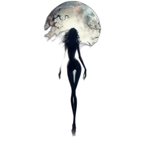 creature, umbrella, dress, hair transparent PNG cut-out