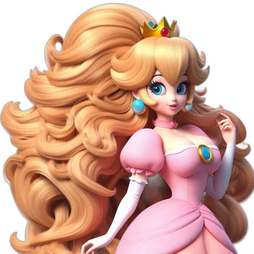 crown, dress, hair, 3d render transparent PNG cut-out