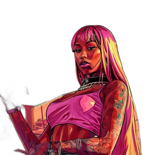 dress, cyberpunk, comic book art, concept art transparent PNG cut-out