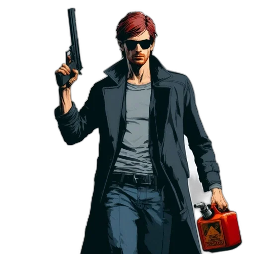 jacket, weapon, concept art, comic book art transparent PNG cut-out