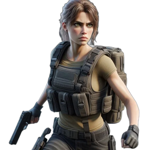 jacket, weapon, concept art, 3d render transparent PNG cut-out