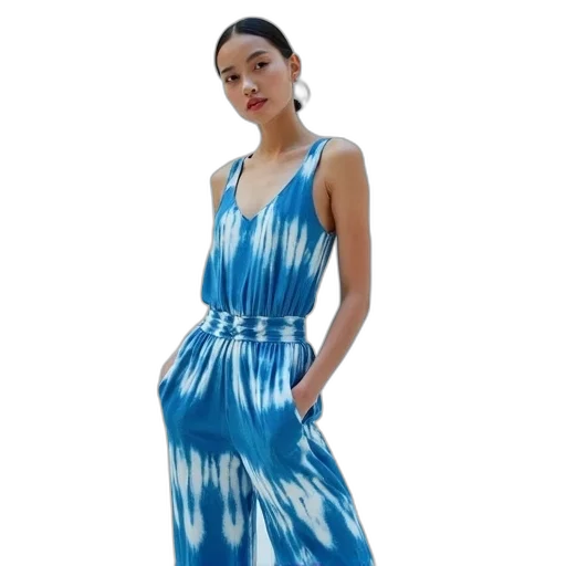 dress, blue, model, white transparent PNG cut-out