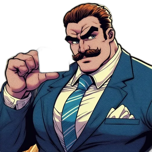 staff, face, jacket, comic book art transparent PNG cut-out