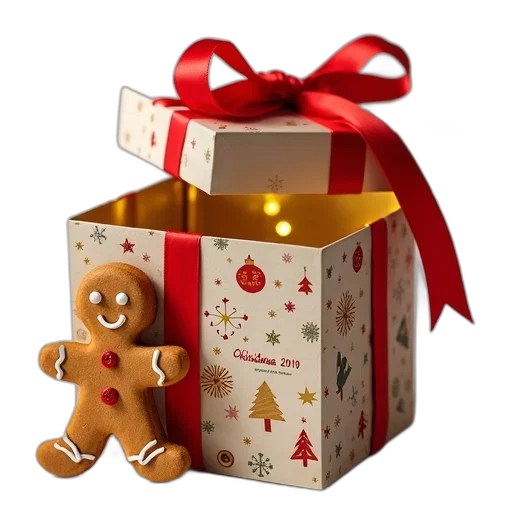 3d render, festive, christmas-themed, box transparent PNG cut-out