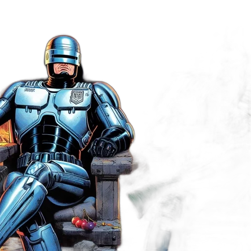 robot, concept art, comic book art, 3d render transparent PNG cut-out