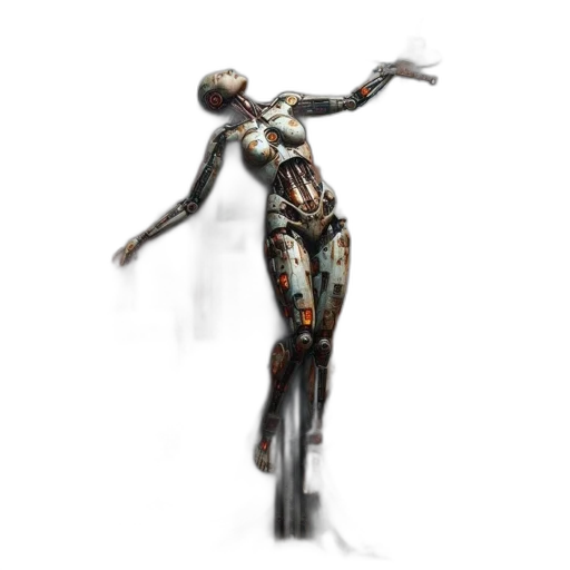 robot, creature, dress, staff transparent PNG cut-out