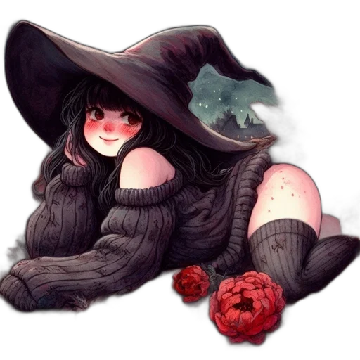 hat, flower, creature, dress transparent PNG cut-out