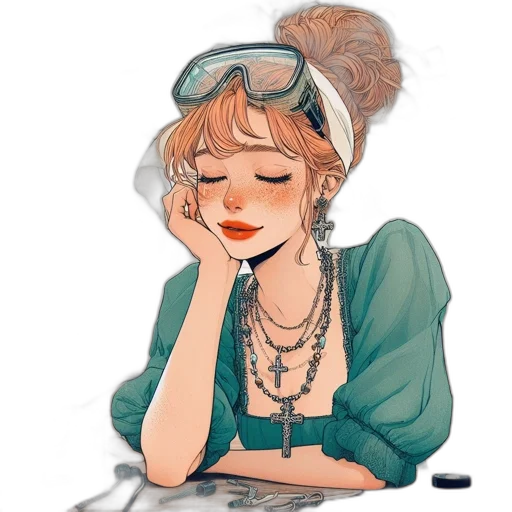 jewelry, face, dress, hat transparent PNG cut-out
