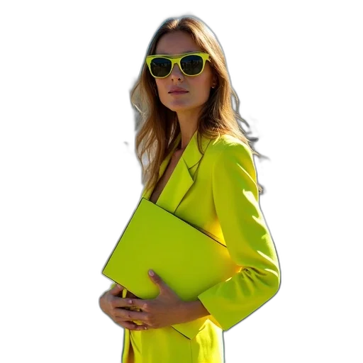 jacket, staff, dress, neon transparent PNG cut-out