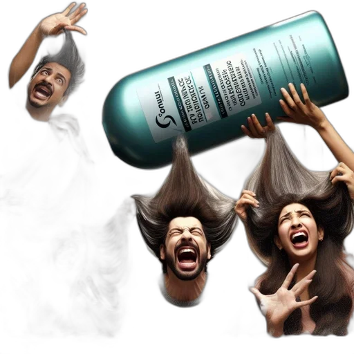 hair, bottle, concept art, photorealistic transparent PNG cut-out
