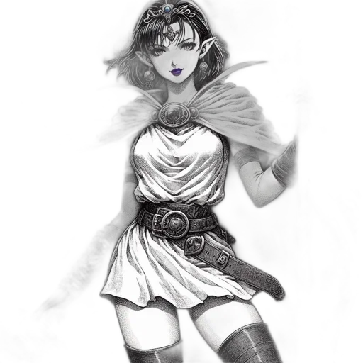 dress, staff, sword, fantasy art transparent PNG cut-out