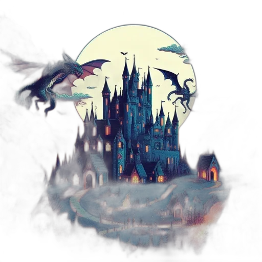 dragon, fantasy art, concept art, watercolor transparent PNG cut-out