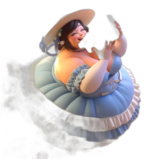 dress, hat, staff, 3d render transparent PNG cut-out