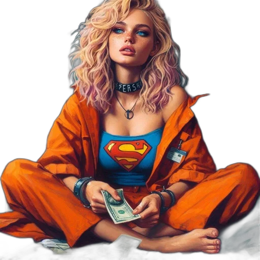 jewelry, jacket, face, comic book art transparent PNG cut-out