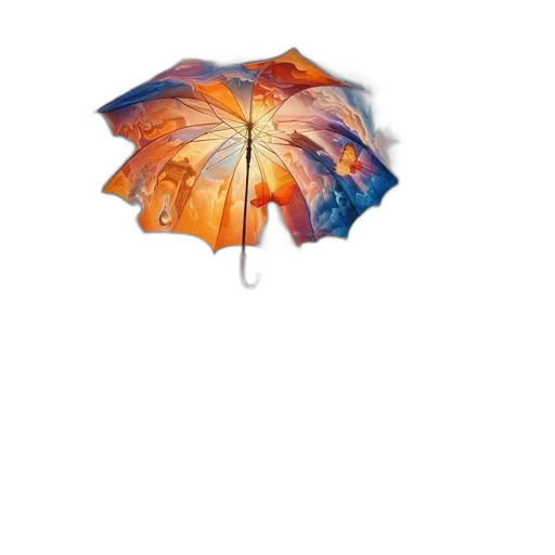umbrella, staff, jacket, hat transparent PNG cut-out