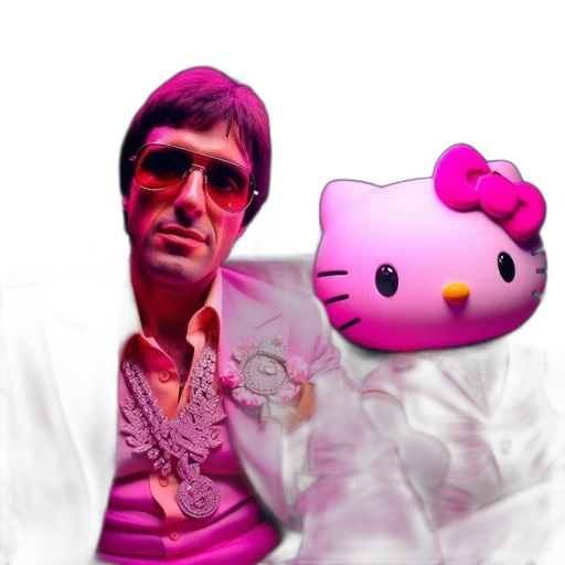 animal, robot, vaporwave, 3d render transparent PNG cut-out