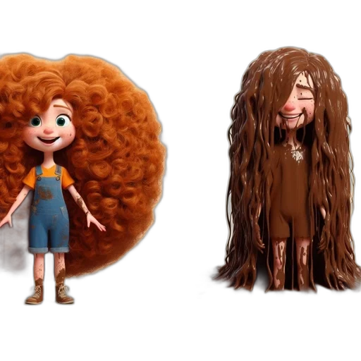 hair, concept art, 3d render, cartoon transparent PNG cut-out