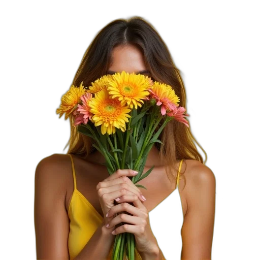 flower, dress, face, jewelry transparent PNG cut-out
