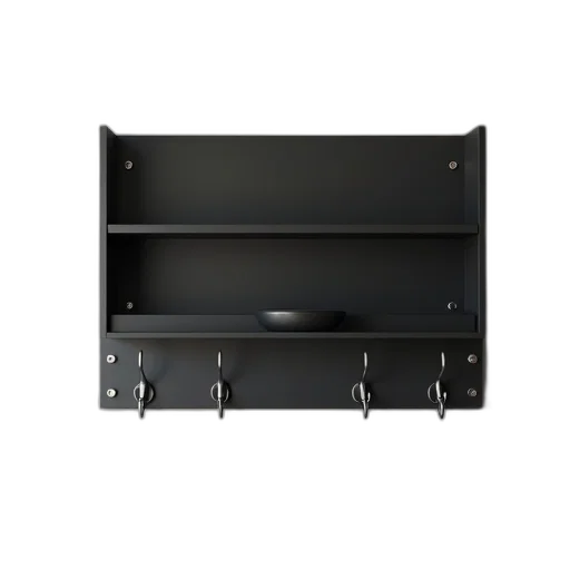 furniture, 3d render, black, shelf transparent PNG cut-out