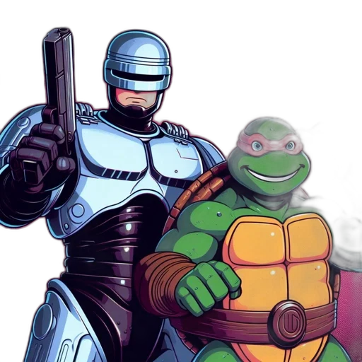comic book art, concept art, pixel art, two transparent PNG cut-out