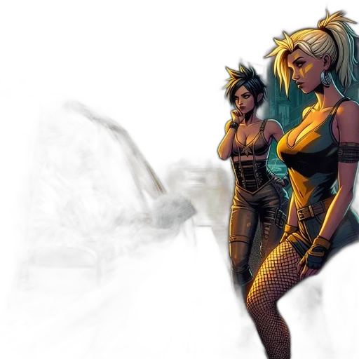 concept art, comic book art, fantasy art, cyberpunk transparent PNG cut-out