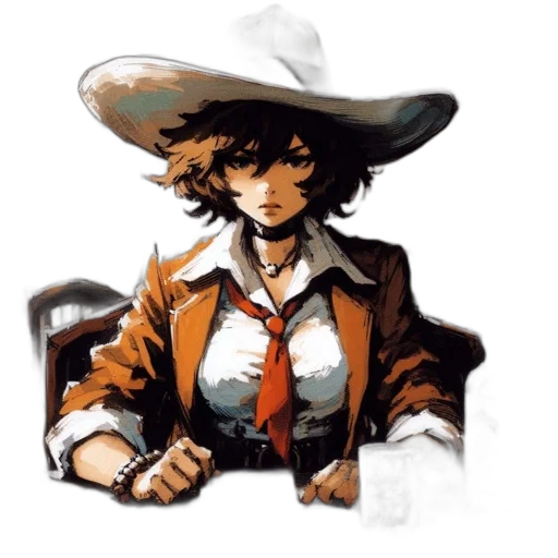 hat, jacket, staff, weapon transparent PNG cut-out