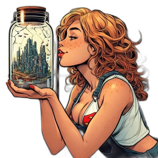 bottle, comic book art, concept art, cartoon transparent PNG cut-out