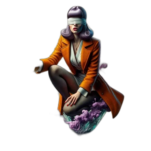 jacket, staff, concept art, 3d render transparent PNG cut-out