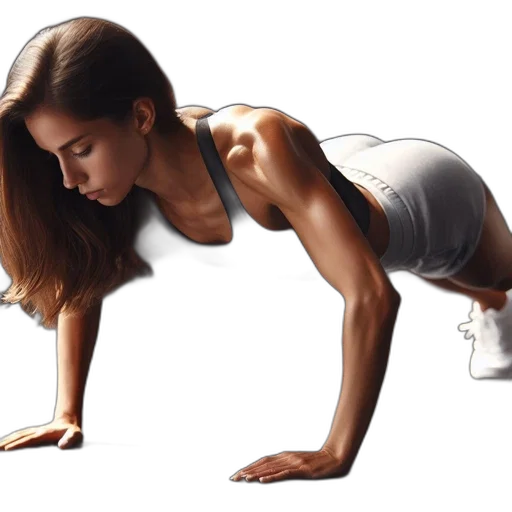 photorealistic, woman, performs, plank transparent PNG cut-out