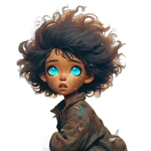 hair, face, jacket, creature transparent PNG cut-out